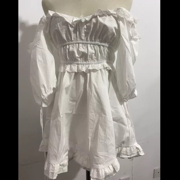 NWOT 2020 Retro Embroidery Elastic Mini Dress Size L - Picture 11 of 12